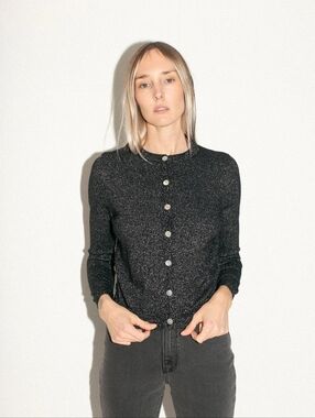 Rollas Lurex Button-Front Cardigan